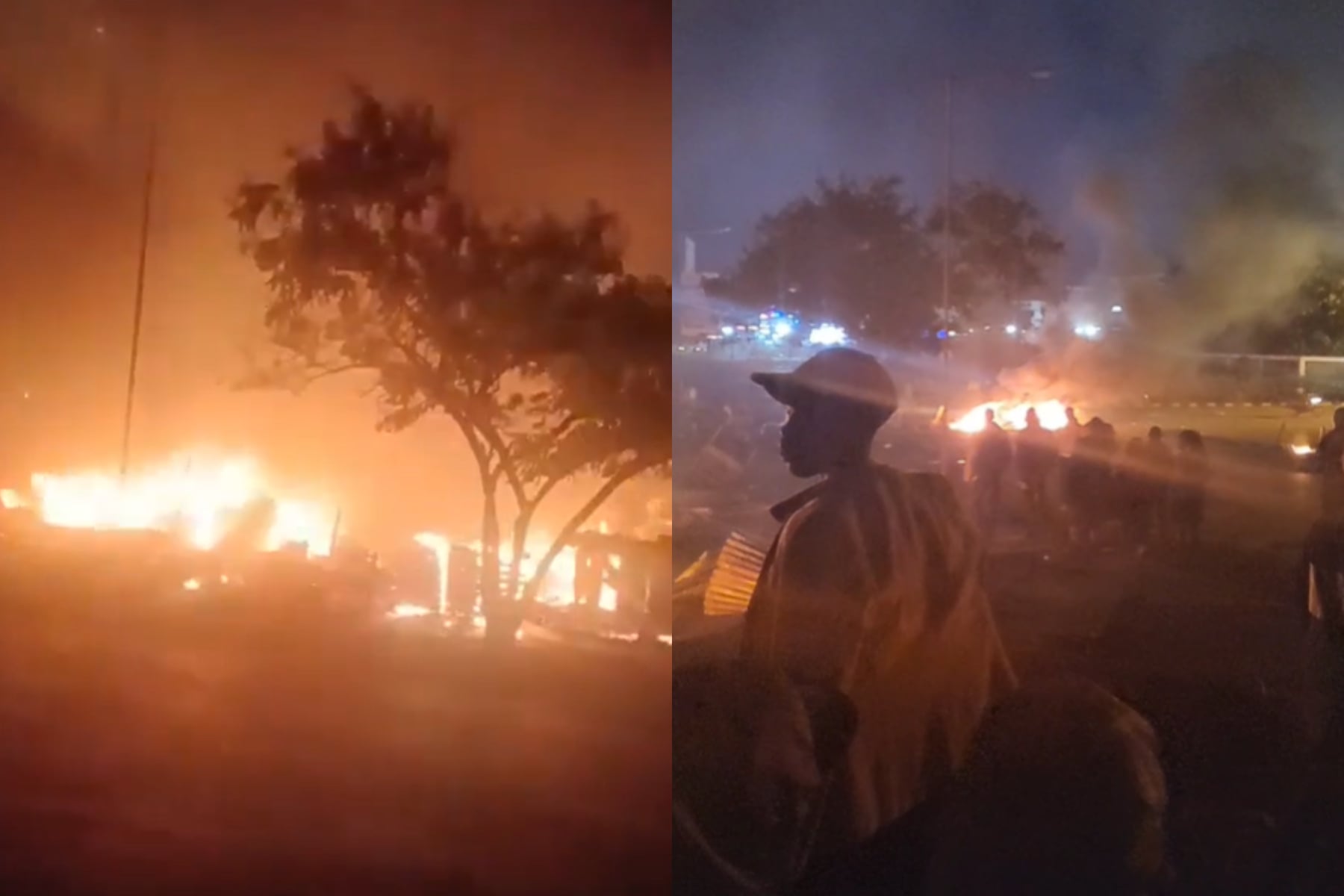 Collage photo of a fire incident in Ruiru, Kiambu County.